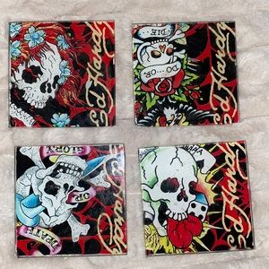 Vintage Ed Hardy Coaster set of 4